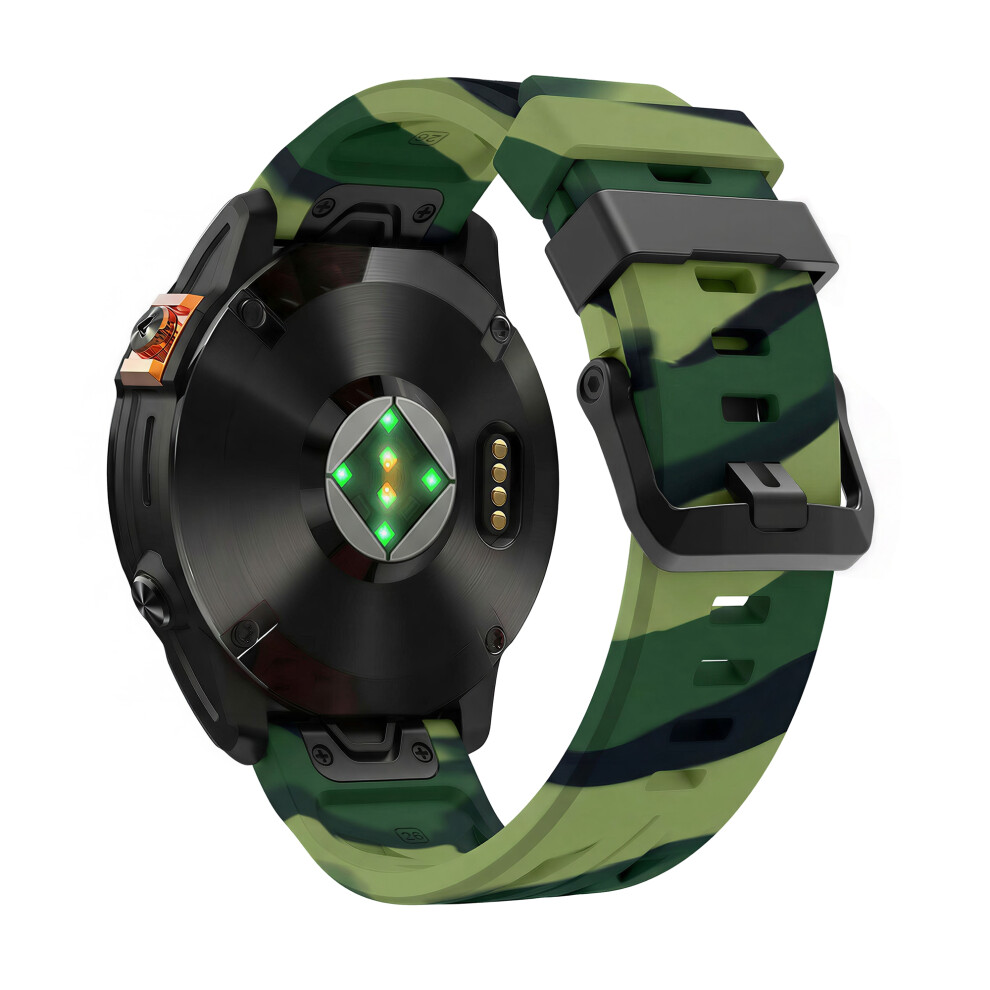 (Army Camo) 22Mm Silicone Strap For Garmin Fenix 8 Pro Amoled 47Mm / Fenix 8 47Mm / Fenix E 47Mm Groove Design Watch Band Green 6914292667947