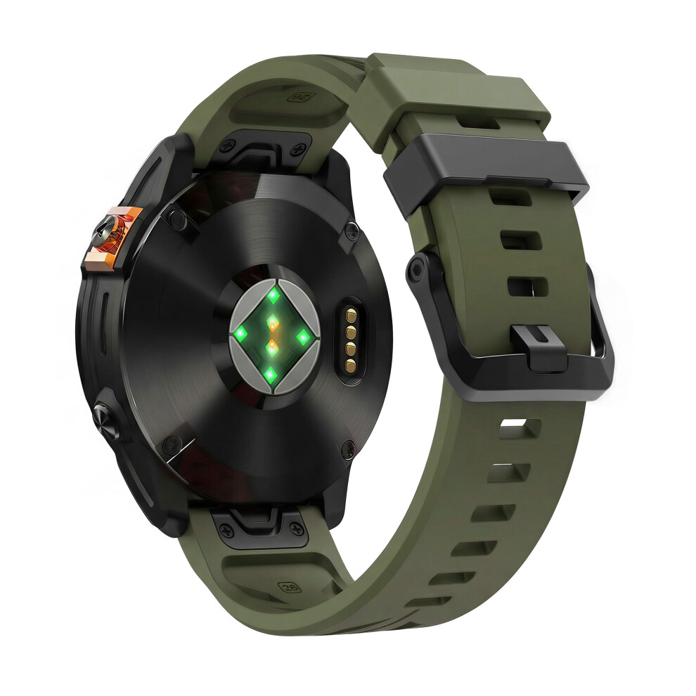 (Army ) 22Mm Silicone Strap For Garmin Fenix 8 Pro Amoled 47Mm / Fenix 8 47Mm / Fenix E 47Mm Groove Design Watch Band Green 6914297236421