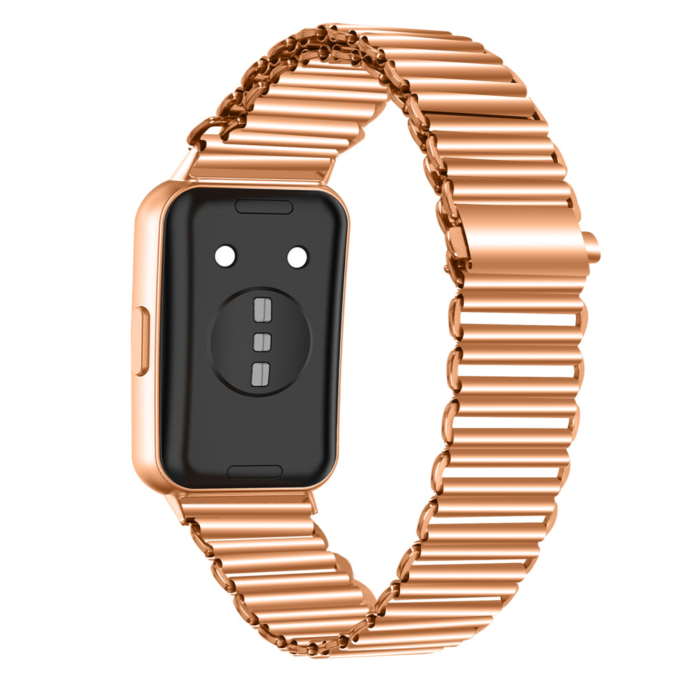 (Rose ) Stainless Steel Watch Band For Huawei Band 11 Pro Nfc / 11 Nfc / 11 Pro / 11 Electroplated Color Slingshot Buckle Loop S Gold 6914292359187