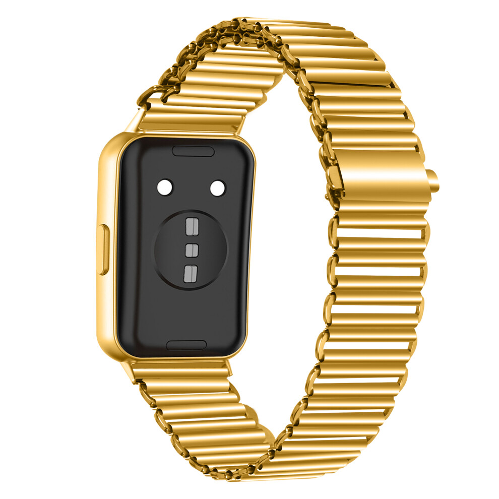 (Gold) Stainless Steel Watch Band For Huawei Band 11 Pro Nfc / 11 Nfc / 11 Pro / 11 Electroplated Color Slingshot Buckle Loop S Gold 6914292493133