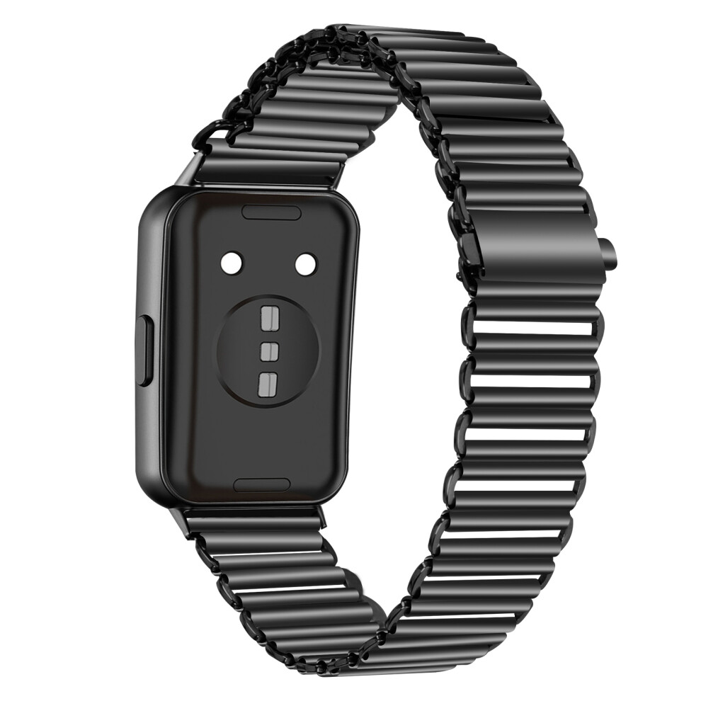 (Black) Stainless Steel Watch Band For Huawei Band 11 Pro Nfc / 11 Nfc / 11 Pro / 11 Electroplated Color Slingshot Buckle Loop S Black 6914294182752