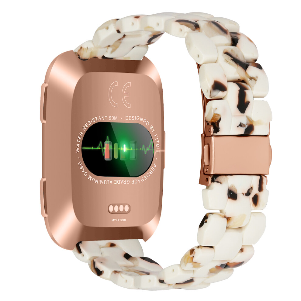(Nougat) Hexagonal Resin Strap For Fitbit Versa 2 / Versa Lite / Versa Waterproof Watch Band 6914296708578