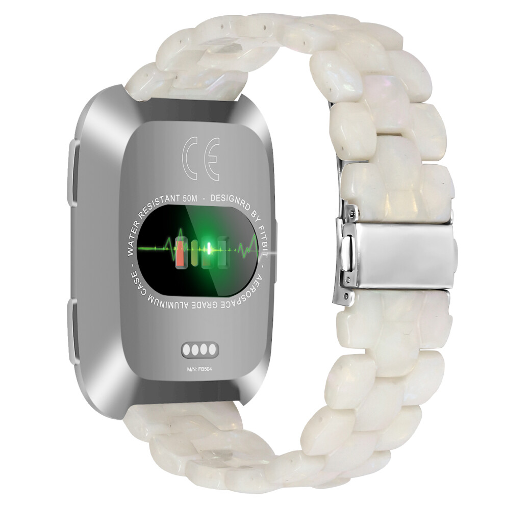 (Fluorescent ) Hexagonal Resin Strap For Fitbit Versa 2 / Versa Lite / Versa Waterproof Watch Band White 6914291063269