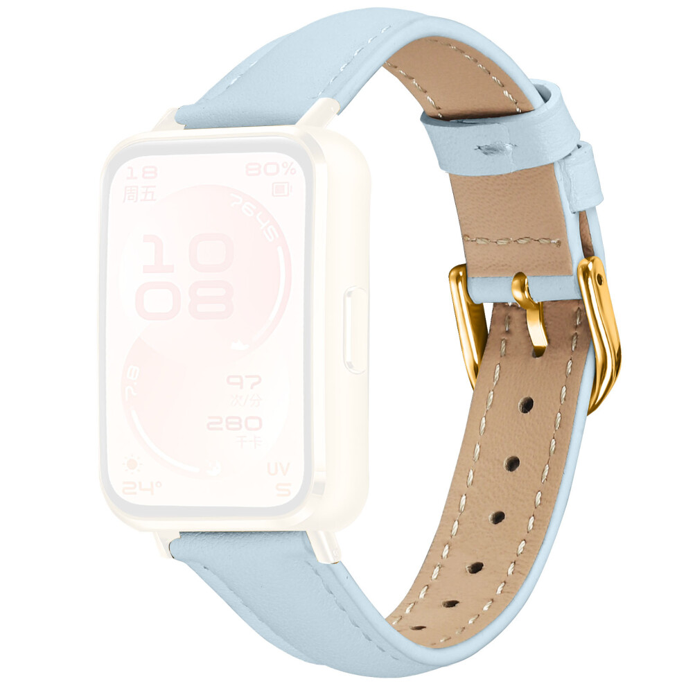 (Blue) Watch Band For Huawei Band 11 Pro Nfc / 11 Nfc / 11 Pro / 11 Gold Buckle Slim Leather Strap Blue,Gold 6914296276008