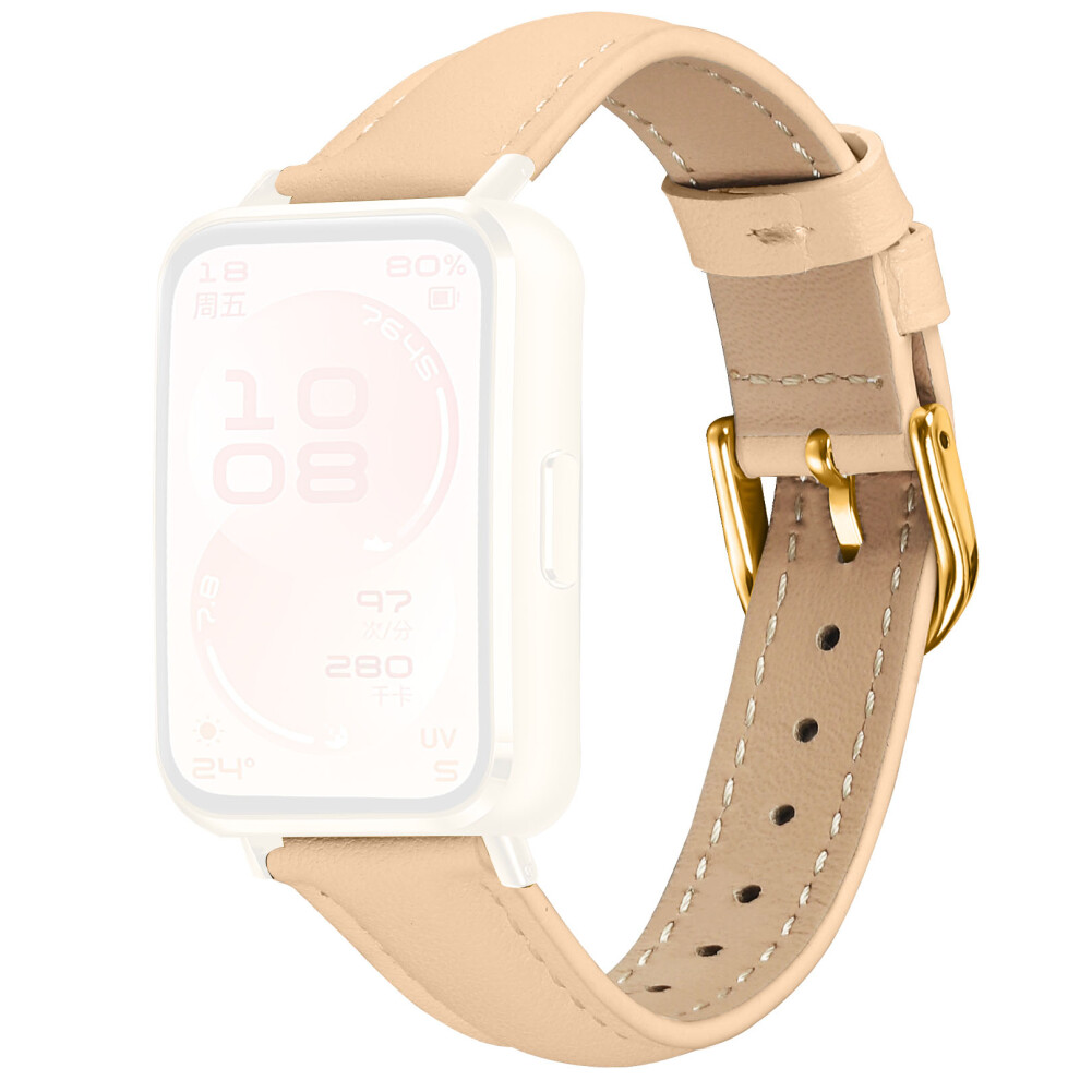 (Camel) Watch Band For Huawei Band 11 Pro Nfc / 11 Nfc / 11 Pro / 11 Buckle Slim Leather Strap Gold 6914296819281