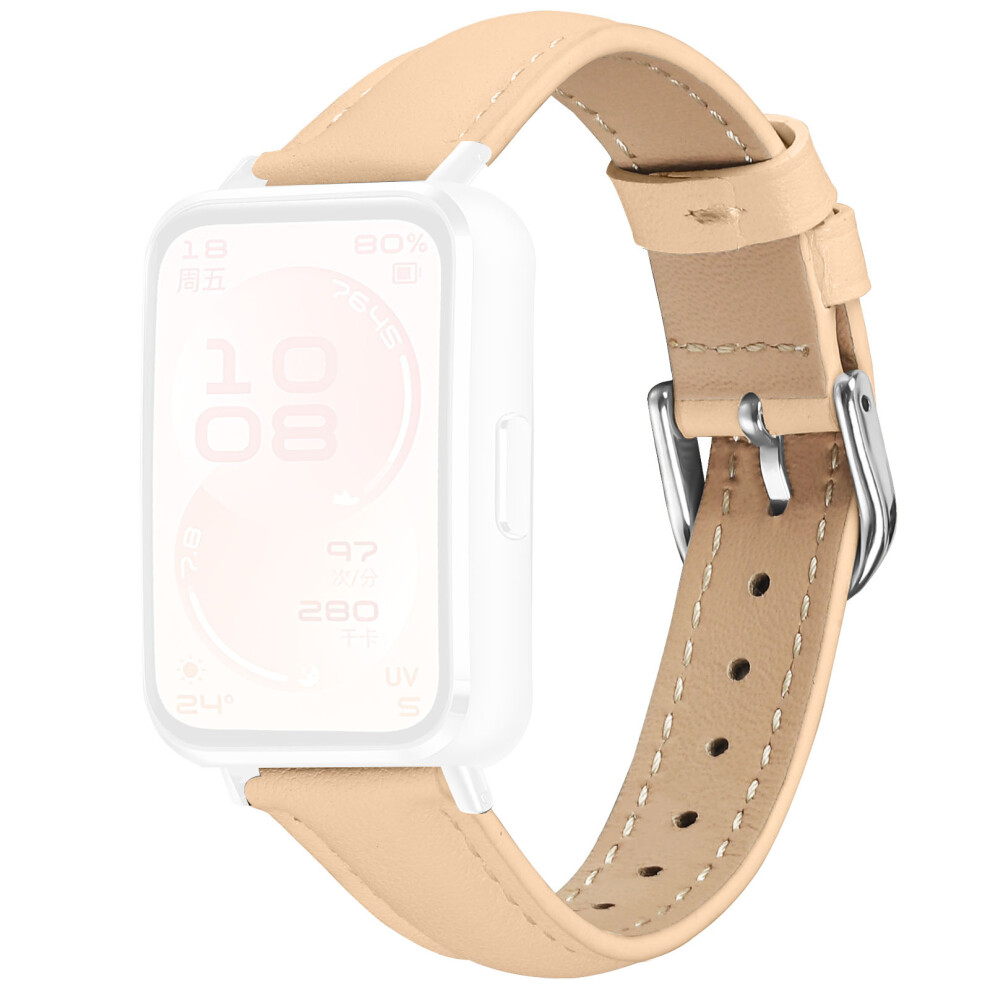 (Camel) Watch Band For Huawei Band 11 Pro Nfc / 11 Nfc / 11 Pro / 11 Buckle Slim Leather Strap Silver 6914294390461