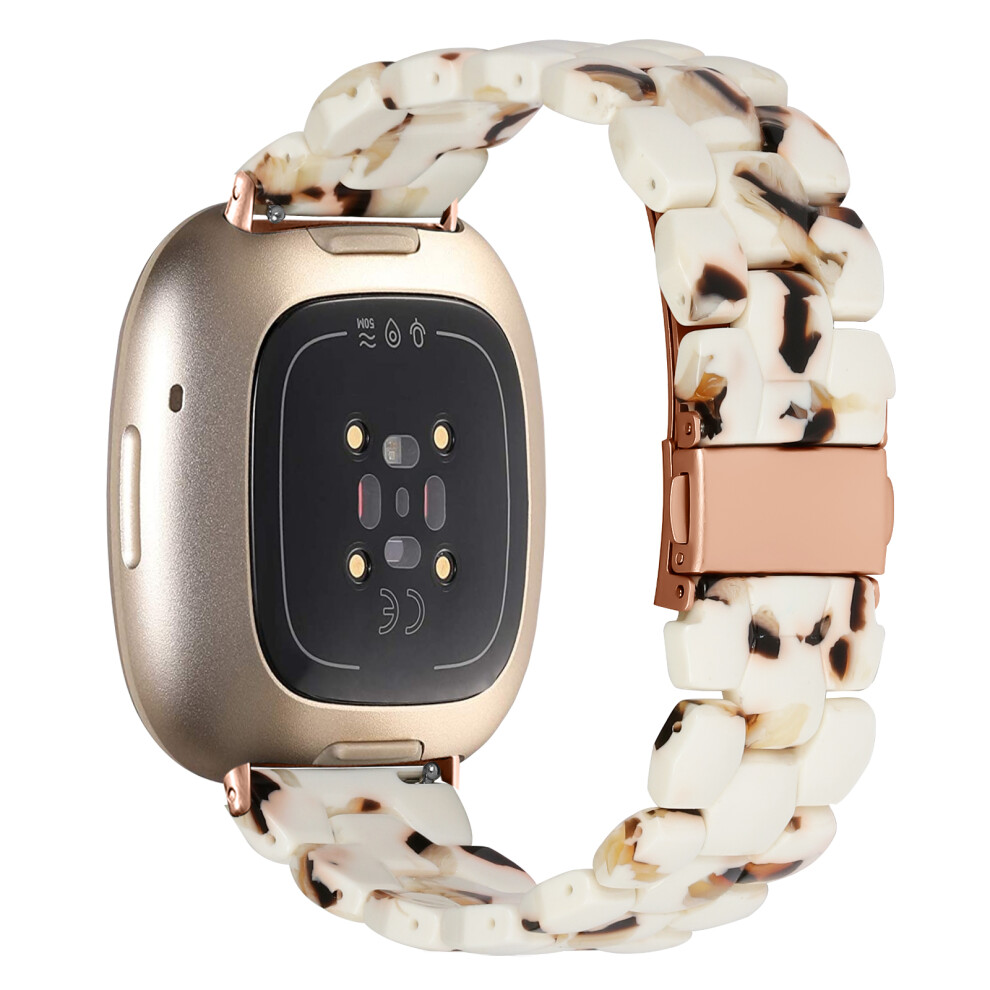 (Nougat) For Fitbit Versa 4 / Sense 2 Hexagonal Resin Strap Waterproof Watch Band 6914293090317