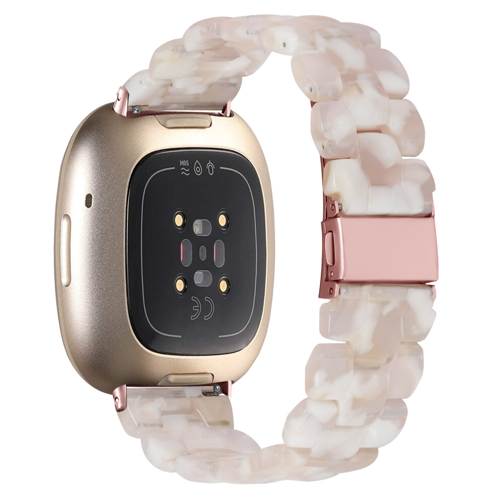 ( Mix) For Fitbit Versa 3 / Sense Hexagonal Resin Strap Waterproof Watch Band Pink 6914292875885