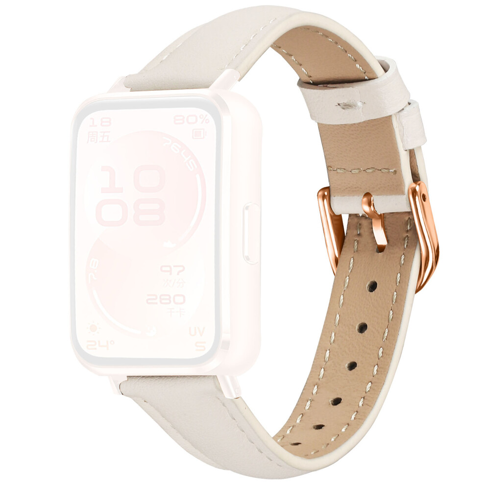 (Apricot) Watch Band For Huawei Band 11 Pro Nfc / 11 Nfc / 11 Pro / 11 Rose Buckle Slim Leather Strap Gold 6914293606341