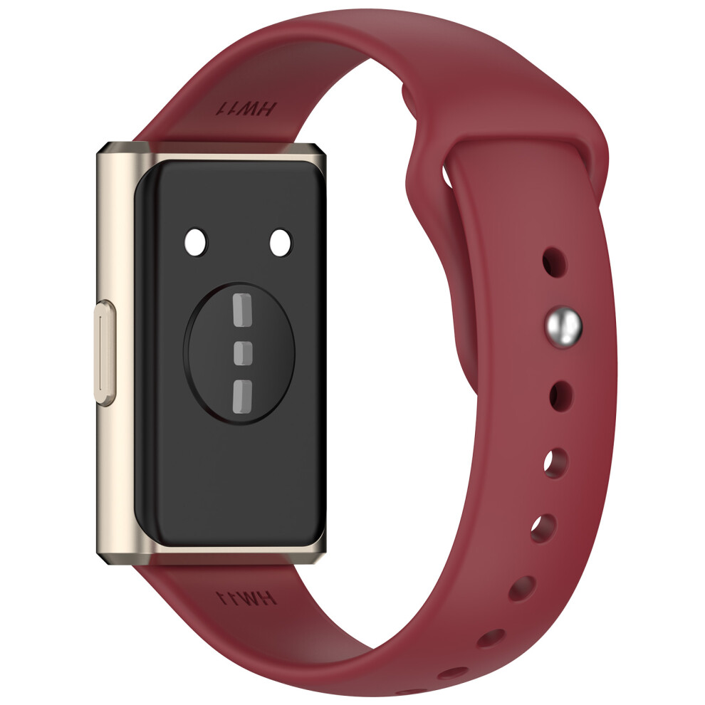 (Wine ) Silicone Watch Band For Huawei Band 11 / 11 Pro / 11 Nfc / 11 Pro Nfc Reverse Buckle Wrist Strap Red 6914295216104