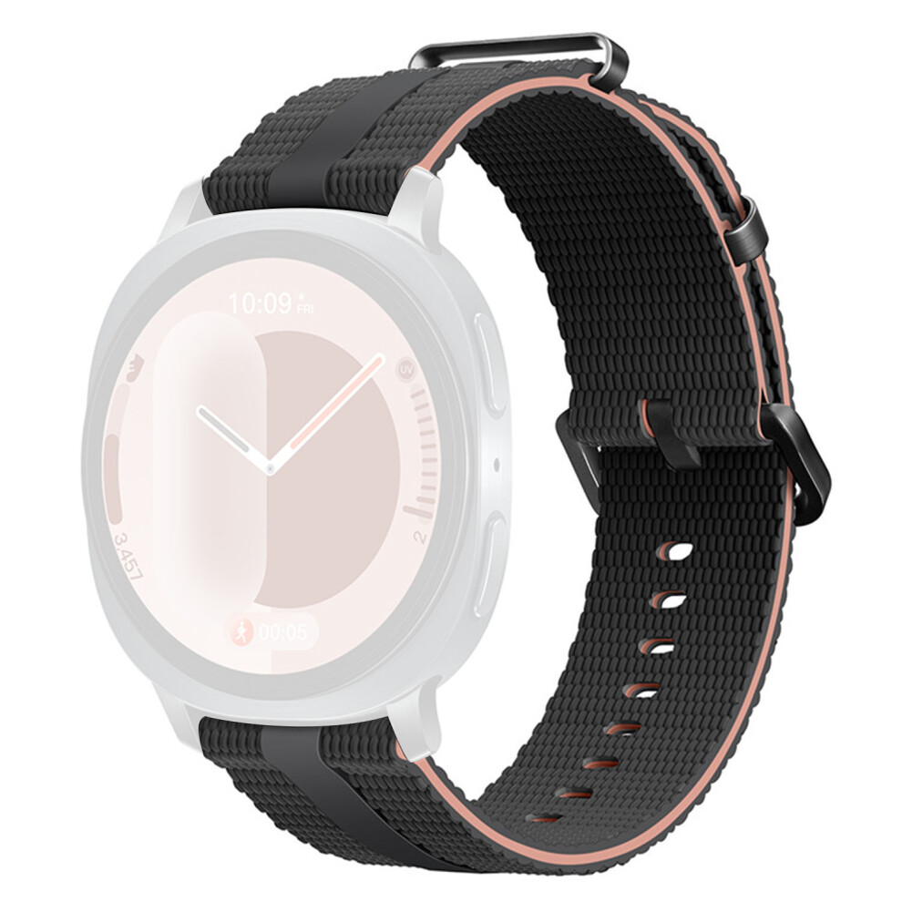 (+Pink) Silicone Band For Samsung Galaxy Watch8 Classic 46Mm / Watch8 44Mm / 40Mm Linear Texture Sport Wristband Black/Pink 6914299881667