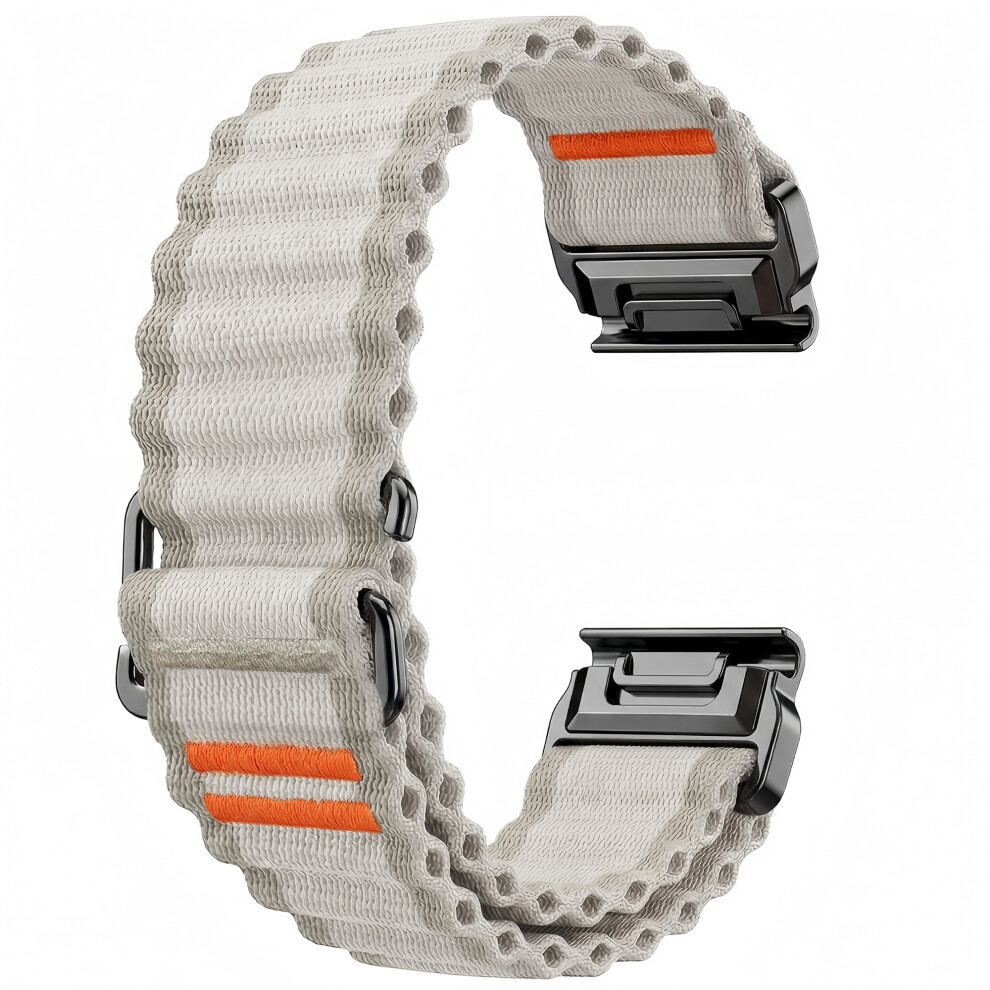 (Starlight) Quickfit 26Mm Nylon Strap For Garmin Fenix 7X Pro / 7X / 6X Ocean Wave Texture Breathable Sport Watch Band 6914296075106