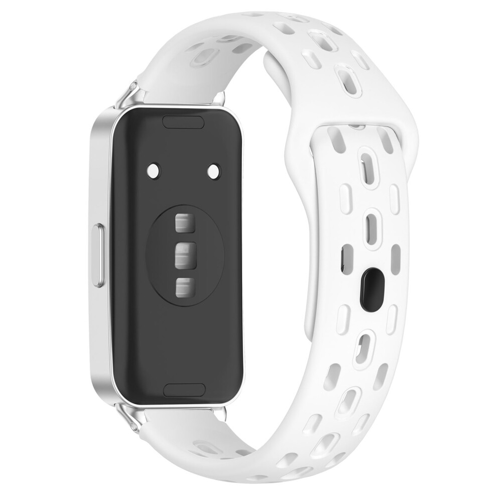 (White) Watch Band For Huawei Band 11 Pro Nfc / 11 Nfc / 11 Pro / 11 Holes Design Silicone Wrist Strap White 6914299686699