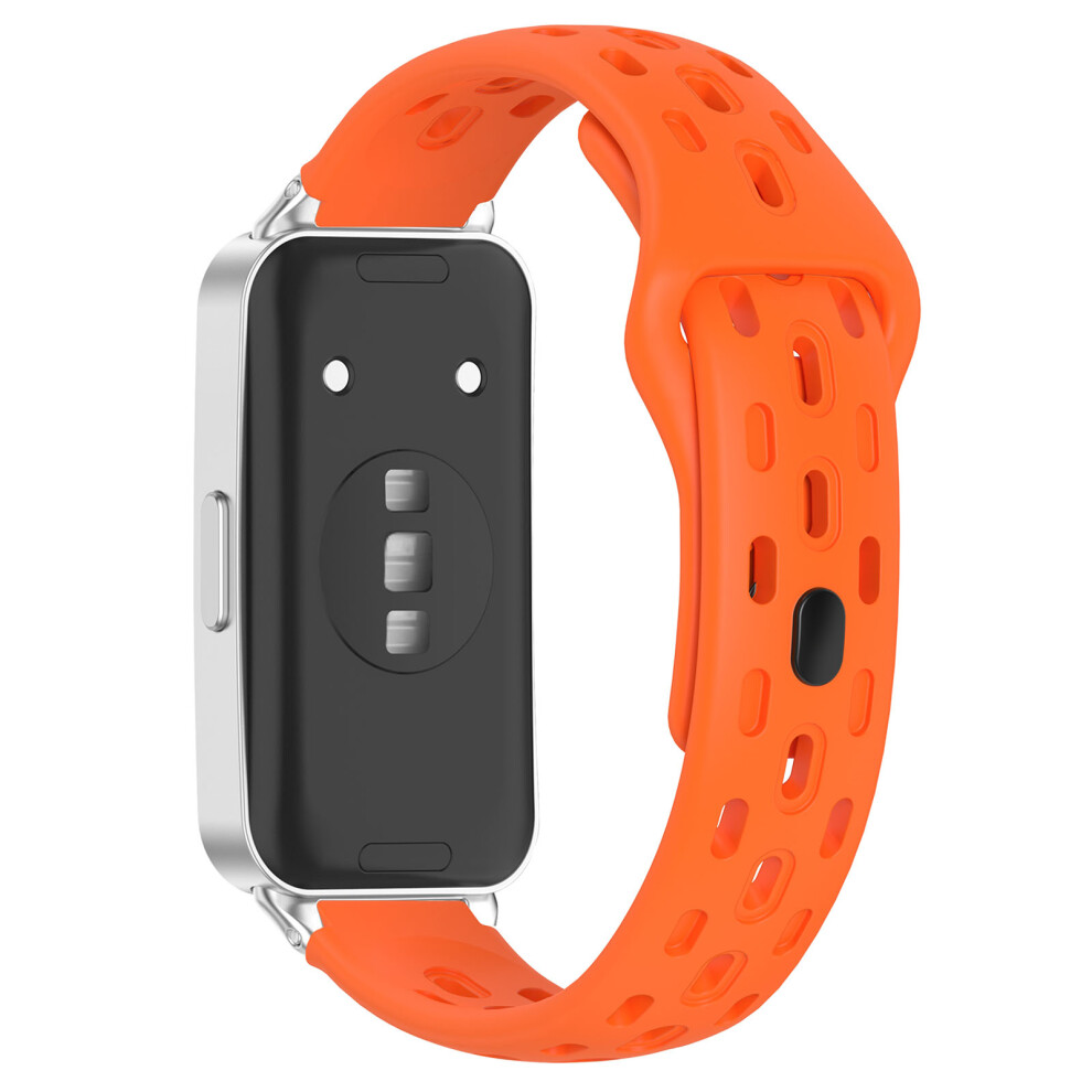(Orange) Watch Band For Huawei Band 11 Pro Nfc / 11 Nfc / 11 Pro / 11 Holes Design Silicone Wrist Strap Orange 6914297528724