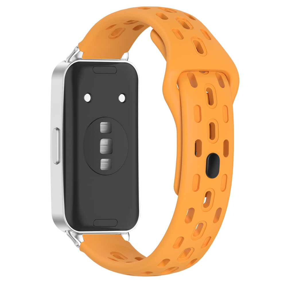 (Yellow) Watch Band For Huawei Band 11 Pro Nfc / 11 Nfc / 11 Pro / 11 Holes Design Silicone Wrist Strap Yellow 6914293555557