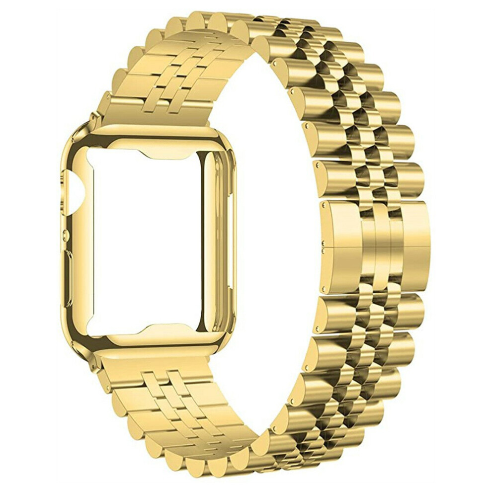 (Gold) Watchband For Apple Watch Ultra 3 49Mm / Ultra 2 49Mm / Ltra 49Mm 7-Bead Stainless Steel Butterfly Clasp Strap With Tpu Gold 6914291347727