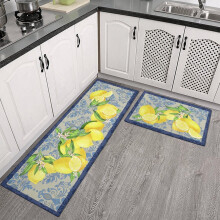 Ensemble de 2 tapis de cuisine citronnés : 17 x 24 po + 17 x 47 po