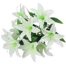 Bouquet de lys artificiels avec tiges, 10 fleurs en soie