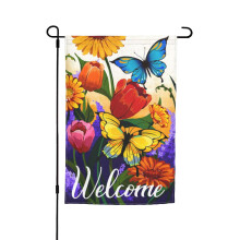 Drapeau de jardin floral double face 12 x 18 pouces