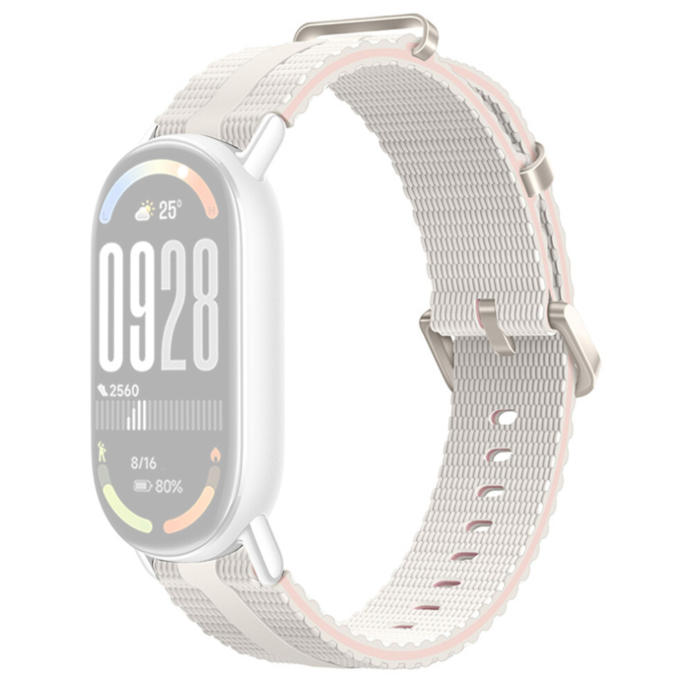 (Starlight+Milk Tea) Silicone Strap For Xiaomi Smart Band 10 / 9 / 8 Watch Band Linear Texture Sport Wristband 6914293913135