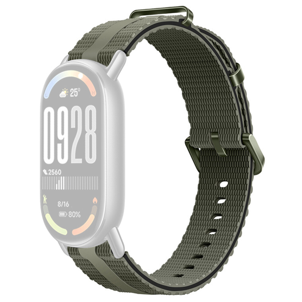 (Army +Dark ) Silicone Strap For Xiaomi Smart Band 10 / 9 / 8 Watch Band Linear Texture Sport Wristband Green 6914298817094