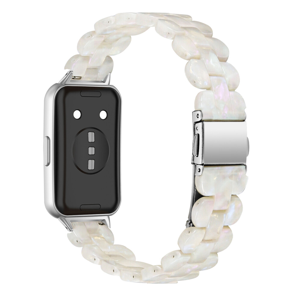 (Fluorescent ) Watch Band For Huawei Band 11 Pro Nfc / 11 Nfc / 11 Pro / 11 Oval Resin Watch Strap With Stainless Steel Buckle White 6914295393126