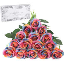 Svarte kunstige roser - silkeblomsterstilker, 10 stk