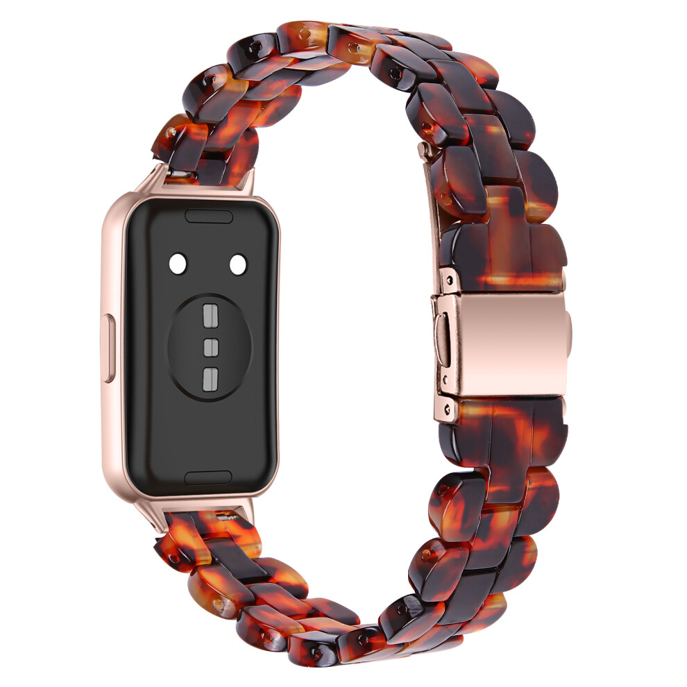 (Tortoiseshell) Watch Band For Huawei Band 11 Pro Nfc / 11 Nfc / 11 Pro / 11 Oval Resin Watch Strap With Stainless Steel Buckle 6914293497116