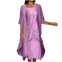 Conjunto de vestido maxi floral feminino com jaqueta de chiffon