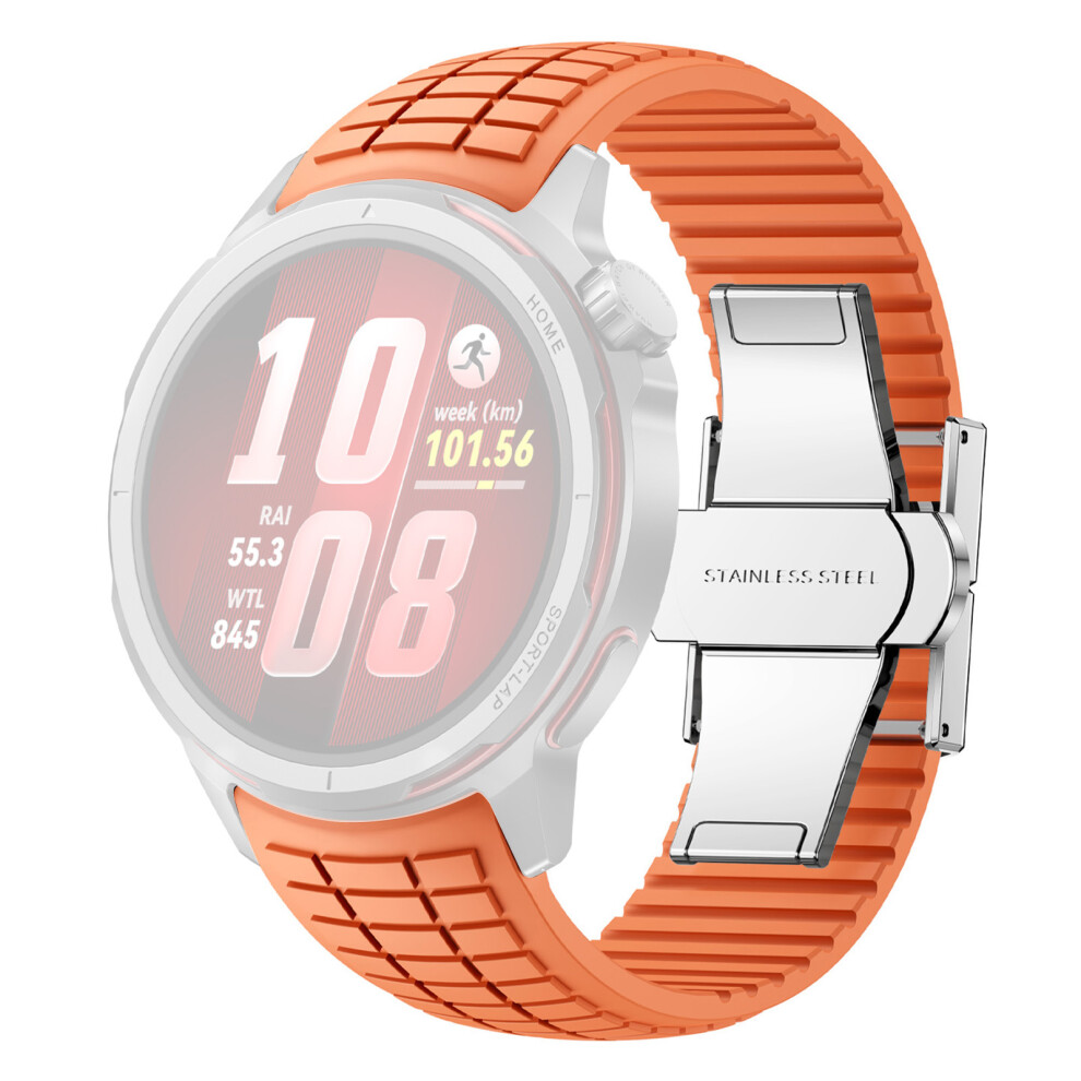 (Orange) For Huawei Watch Gt Runner 2 Textured Silicone Band With Folding Buckle Replacement Wristband Orange 6914297869148