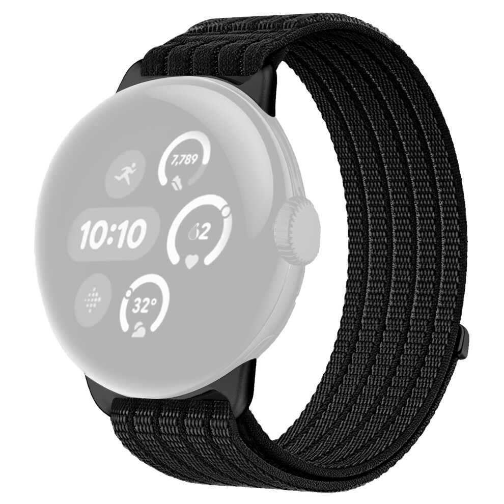 (Black) For Google Pixel Watch 4 45Mm / Watch 3 45Mm Nylon Breathable Woven Band Replacement Wristband Black 6914292810190