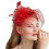 Κόκκινο γυναικείο καπέλο Pillbox Fascinator με φτερά 1