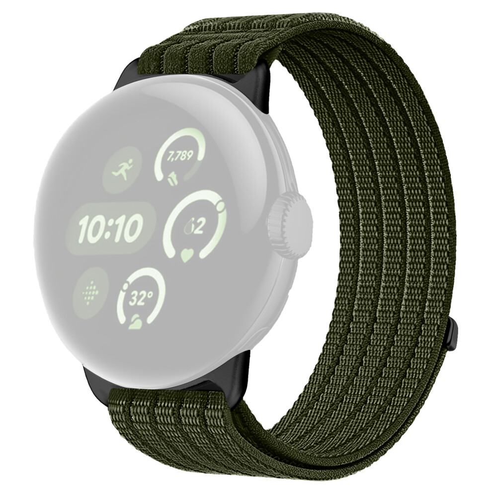 (Dark ) For Google Pixel Watch 4 45Mm / Watch 3 45Mm Nylon Breathable Woven Band Replacement Wristband Green 6914292296222