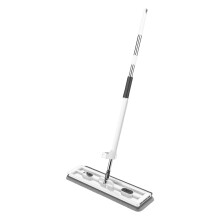 Balai-serpillère plat avec racleur, rotation à 360 et 2 lingettes en microfibre