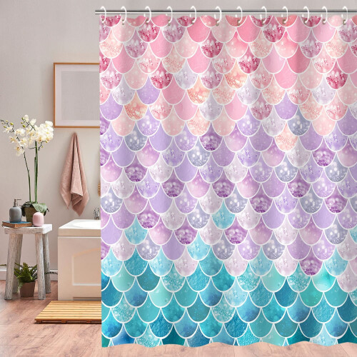 Havfrue Bruseforhæng 72x84 tommer Polyester