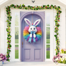 Décoration de porte de Pâques avec œufs et motifs floraux