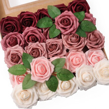 50 roses artificielles bordeaux avec tiges – Mousse réaliste
