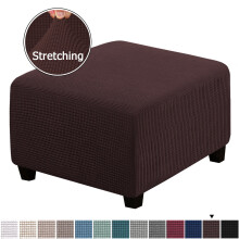 Vierkante poefhoes – Elastische jacquardstof, bruin, XL