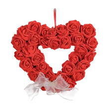 Couronne de roses en forme de cœur – Couronne florale rouge en plastique