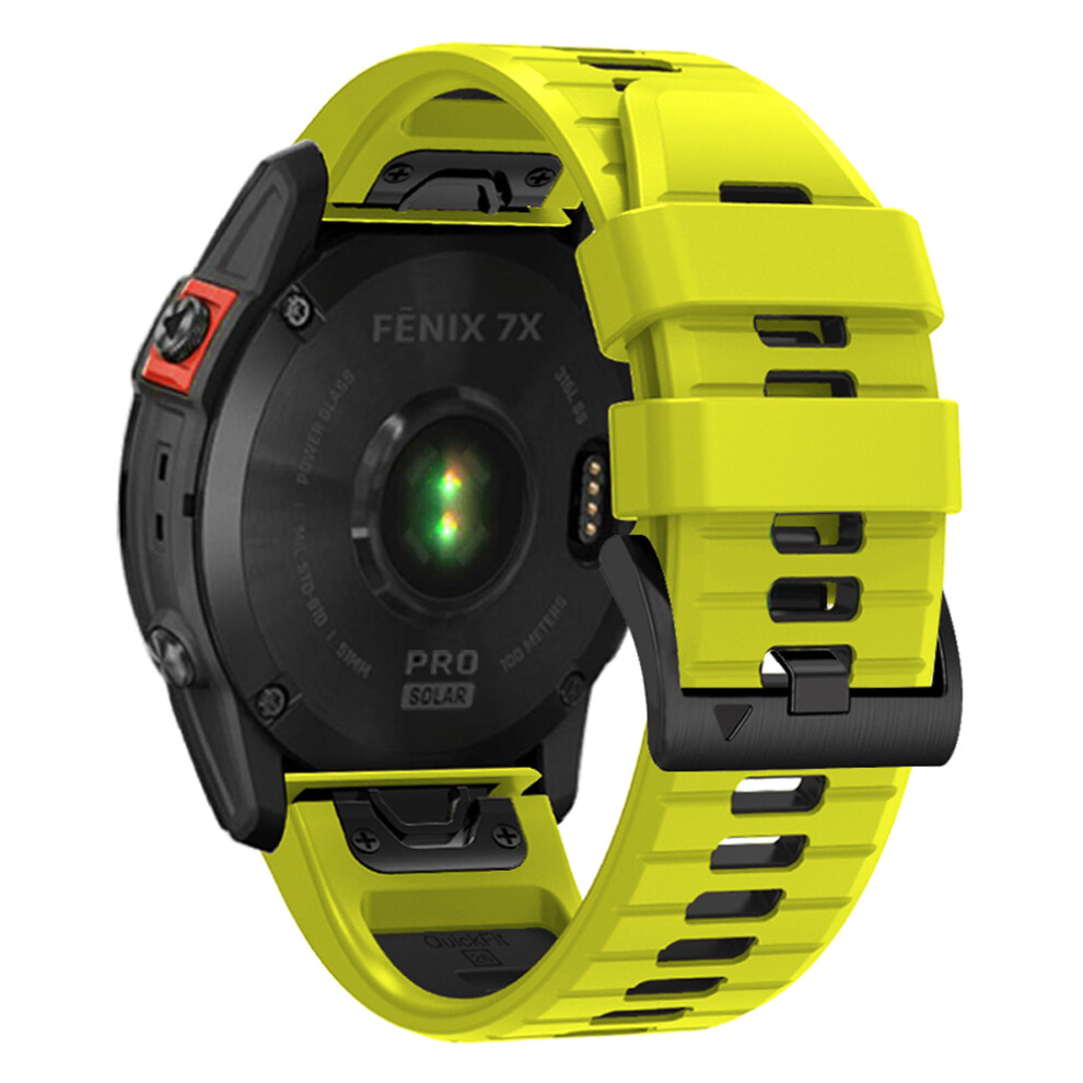 (Lime / ) Silicone Strap For Garmin Fenix 7X / 7X Pro / 6X / 6X Pro 26Mm Dual Color Replacement Wristband Black 6914291610173
