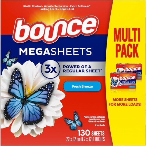 Mega Dryer Sheets Fresh Breeze 130 Count
