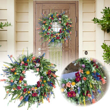 Couronne de fleurs sauvages artificielles 40 cm pour intérieur et extérieur