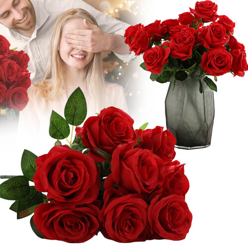 Bouquet di rose artificiali in terracotta, 9 pezzi