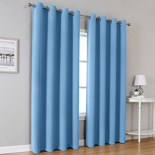 Blackout Thermal Insulated Curtains with Silver Rings 2-Pack