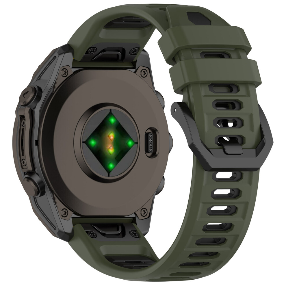 (Army Green + Black) Silicone Strap For Garmin Fenix 8 Pro Amoled 47Mm / Fenix 8 Amoled 47Mm / Fenix 8 47Mm Dual-Color 22Mm Replacement Wrist Green,Black 6914296008944