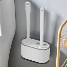 Ensemble de brosses de toilette avec 3 brosses en silicone et support blanc