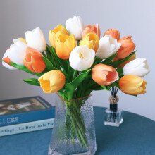 Tulipes artificielles rose vif, 10 pièces, grandes, aspect réaliste au toucher