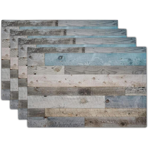 Sets de table en lin imitation bois, lot de 4, 30 x 45 cm