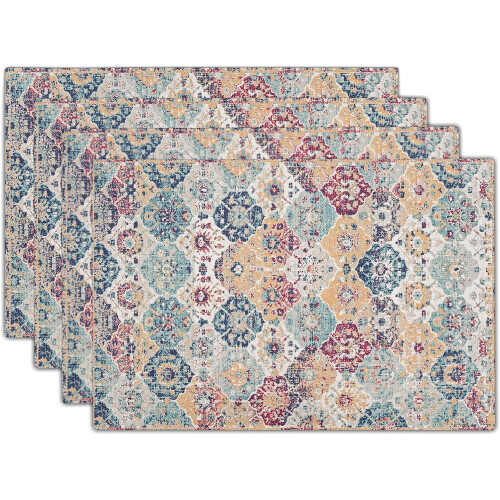 Set de 4 sets de table bohèmes en lin, 45,7 x 30,5 cm