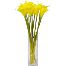 Lot de 10 arums jaunes artificiels, tiges de 50 cm